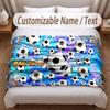Soccer Theme Soft Blanket Personalized Custom Name Text Print Warm Blanket Home Sofa Bedroom Decor