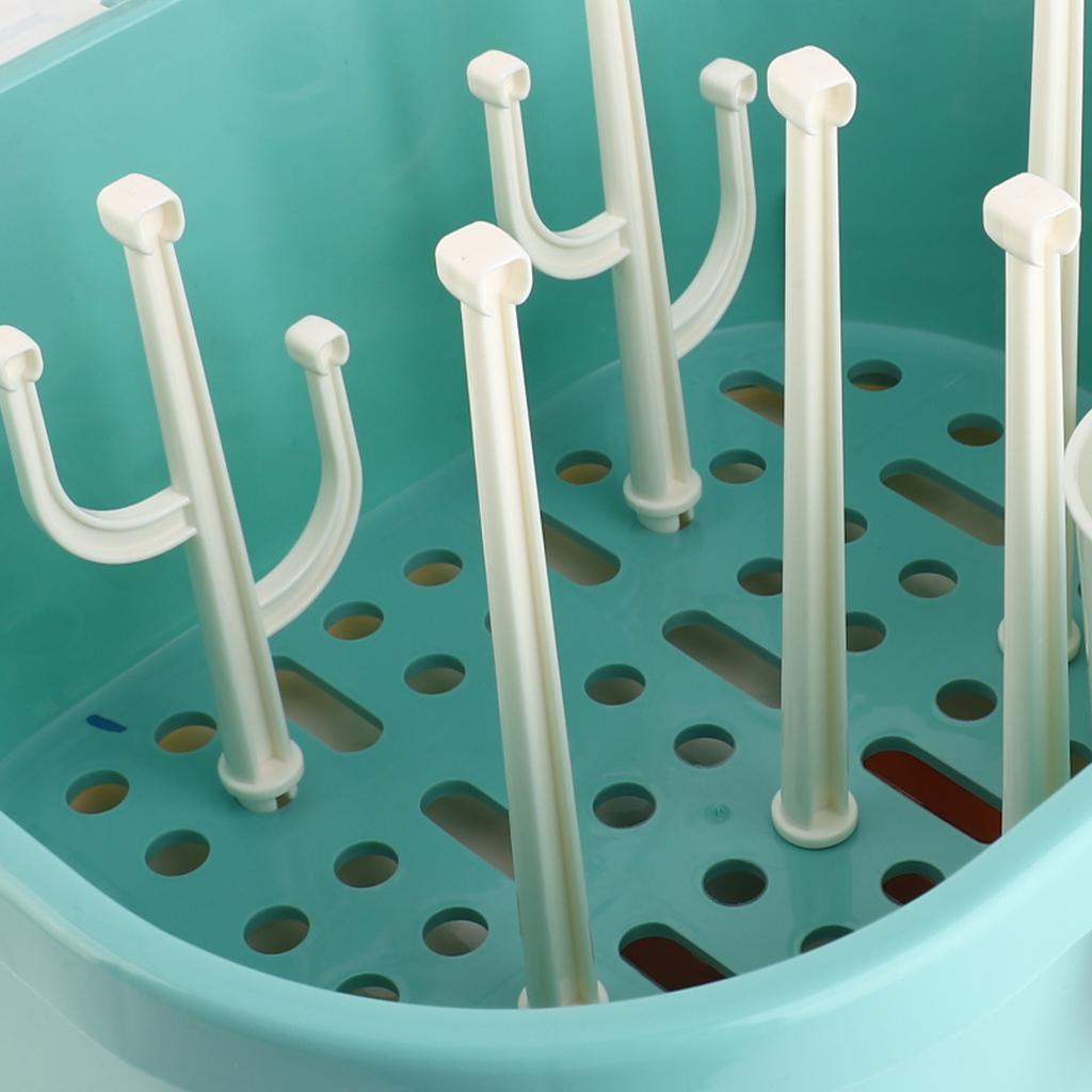 Nursing Bottle Storage Box Compact Household Dustproof Draining Thickened Plastic Baby Bottle Storage for Home Green