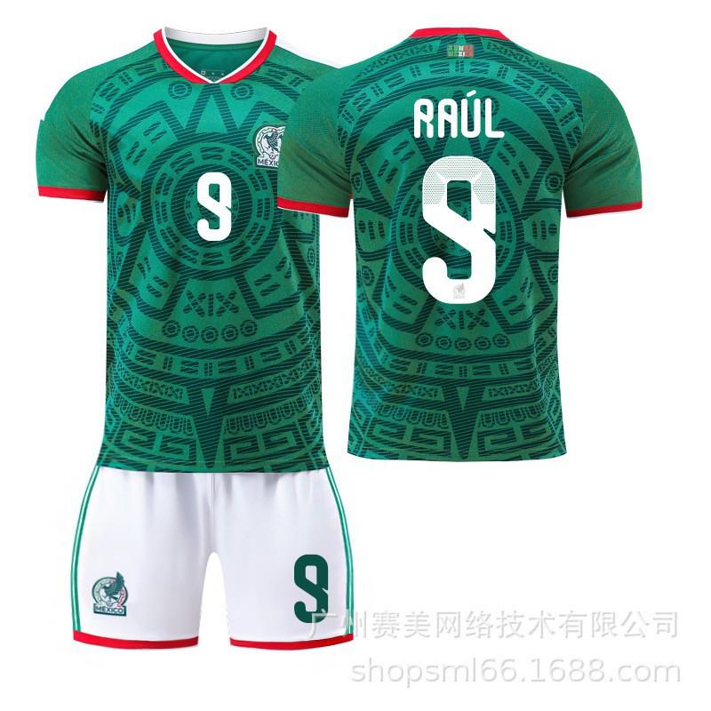 Weltmeisterschaft Mexiko Heim Nr. 9 Raul 11 Jimenez 14 Trikot-Set Kinder-Fußballuniform