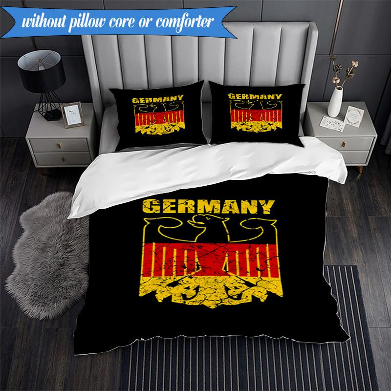 3PCS Germany Coat Of Arms Design Bedding Set 2D Printing (Includes 1 Duvet Cover + 2 Pillowcases Coreless), Bedroom decor,Fan gift