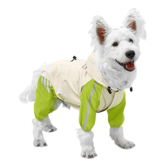 

Дождевик для собак, водонепроницаемый дождевик с капюшоном, пончо с полным покрытием, светоотражающими полосками и отверстием для поводка для маленьких и средних собак S зелёный