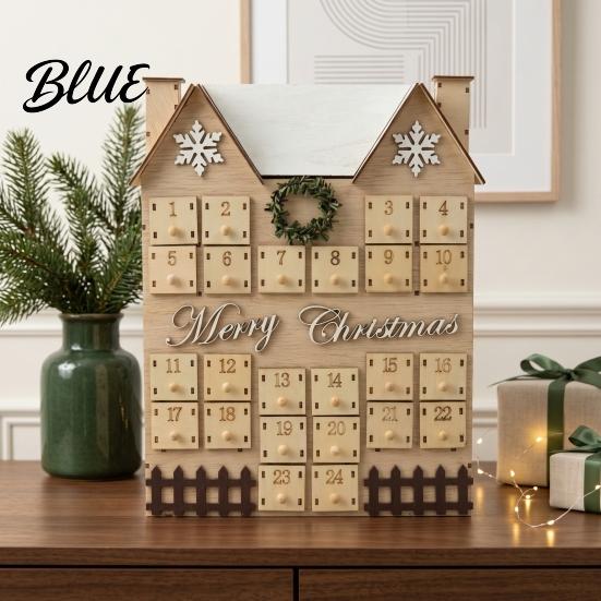 Christmas Decorative Cabin to Kids with 24 Advent Calendar Wooden House Drawers Countdown Adults Calendar