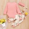 Toddler Baby Girls Long Sleeve Ruffles Romper Bodysuit+Floral Pants Outfits