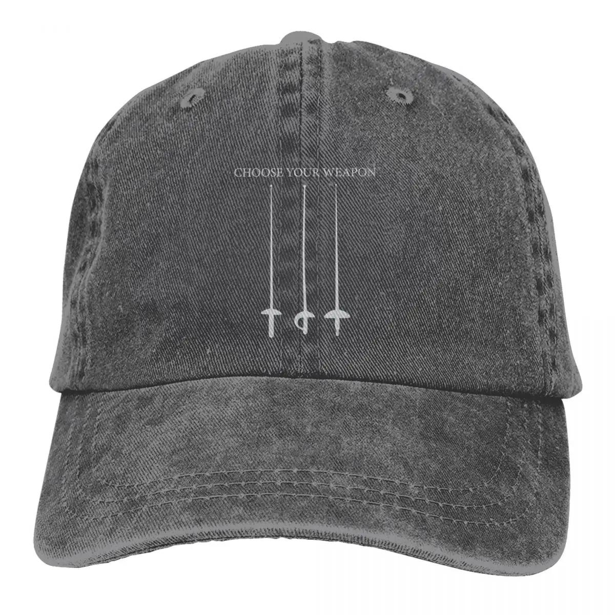 

Choose Your Weapon Cool Fencing Foil Saber Epee Fencer Baseball Cap Merch Classic Distressed Washed Sun Cap Men Women Adjustable