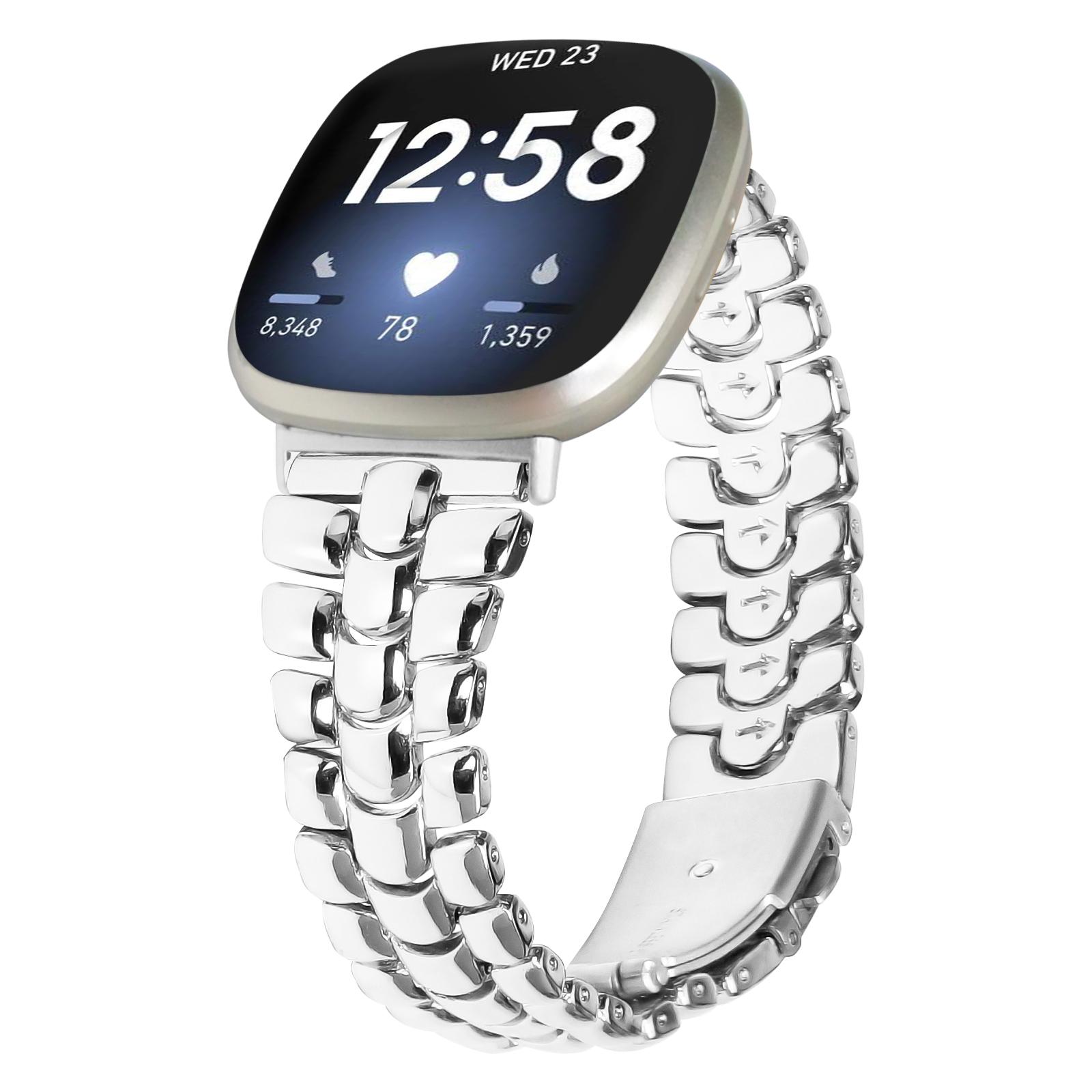 

For Fitbit Versa 4/Sense 2 Stylish Alloy Watchband Replacement Wrist Strap Black