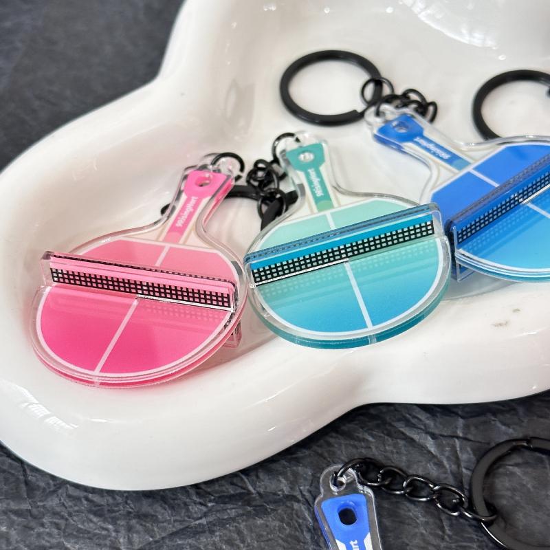 Acrylic Ping Pong Table Keychain Double Sided Mini 3D Sports Keyring Bag Pendant Car Key Chains Souvenir Gift
