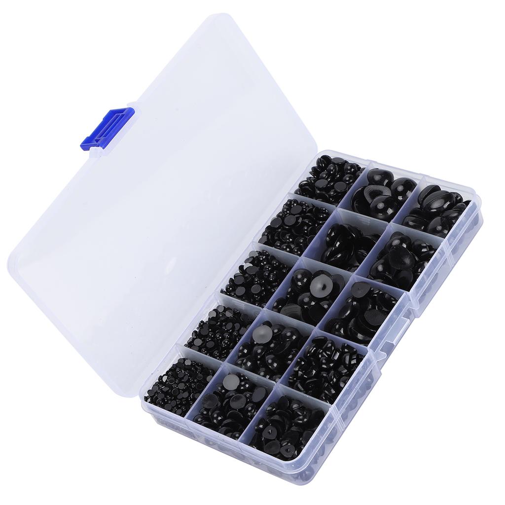 2575Pcs Plastic Eyes and Noses Pack Safety DIY Craft Kit Set with A Storage Box for Toy DollBlack