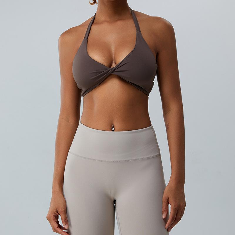 

Новый нюдовый бюстгальтер для йоги, женский быстросохнущий сексуальный топ для йоги, на бретелях, спортивный бюстгальтер с подвеской на шею, фитнес-костюм XL