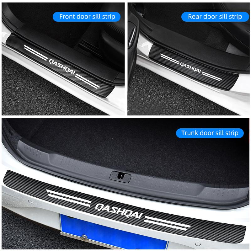 For Nissan Qashqai J10 J11 J12 Car Threshold Strip Carbon fiber Car Trunk Door Sill Strip Protective Stickers