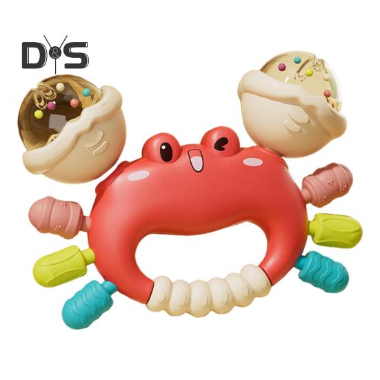 

Детская погремушка в форме краба, колокольчик, игрушки для прорезывания зубов, многослойный жевательный колокольчик для облегчения прорезывания зубов красный