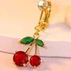 Stainless Steel Cherry Pendant Navel Ring – Simple Fashion Piercing Jewelry