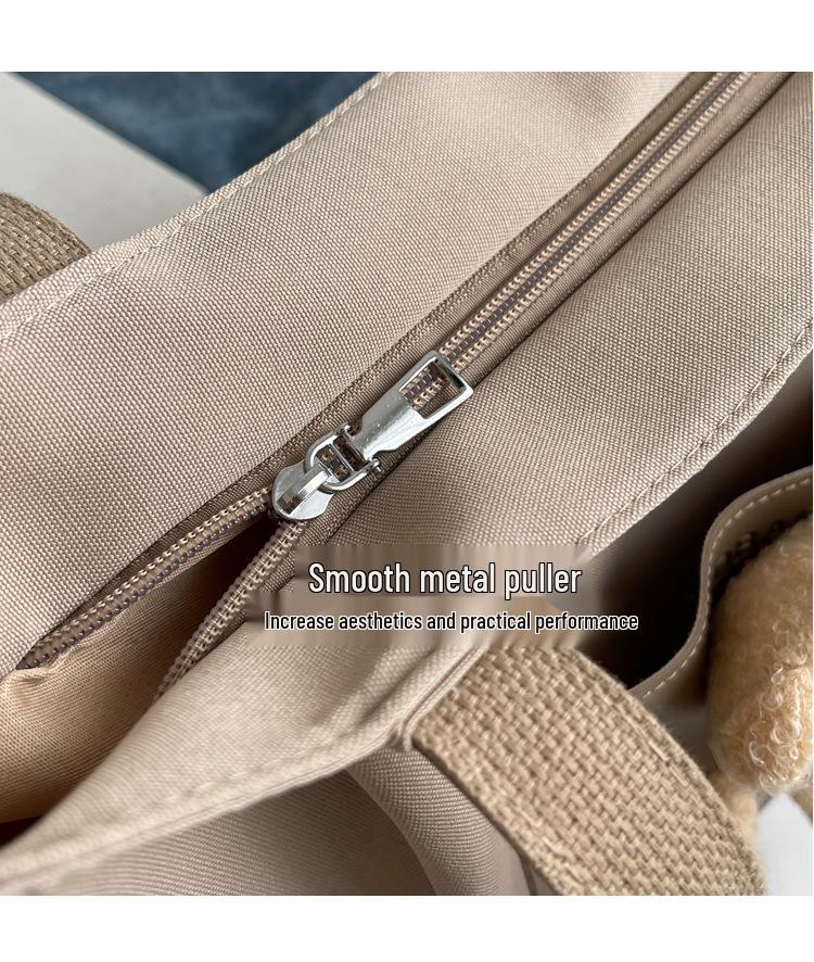 Women's Large Cute Bear Canvas Tote - Versatile Shoulder Bag for College & Commute
