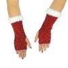 Fuzzy Hook Finger Exposed Finger Glove Red Clothing Performance Glove  Christmas Gifts