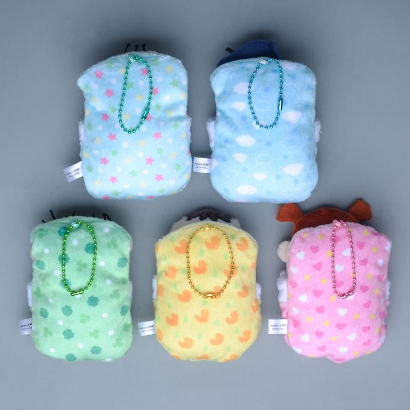 12Cm Kawaii Crayon Shin-Chan Sleeping Bag Plush Keychain Pendant Anime Kasukabe Defense Force Plush Doll Backpack Pendant Gift