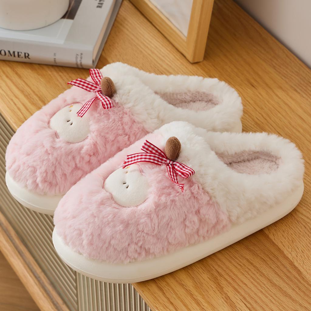Apple Cotton Slippers 2025 Autumn and Winter New Indoor Home Fleece Warm Couple Thick-soled Plush Cotton Shoes