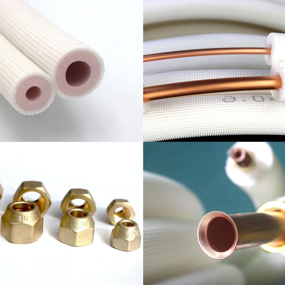 Tubo di Collegamento in Rame Alluminio per Condizionatore d'Aria 3m 5m Set Linea AC Isolato Raccordi Tubo a Spirale Coppia 1/4 3/8 1/2 5/8 Pollici
