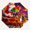 Weihnachtsmann & Rentier Weihnachtsschlitten Dekorativer AufkleberRegenschirm, Tragbarer 3-fach Kompakter Regenschirm, Weihnachtsgeschenk ES429