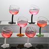 BRTransparent Glass Cup Skewered Flower-shaped Highball Glass Striped Champagne Glasses Tulip Red Wine Cups Mugs Coffee CupsEY