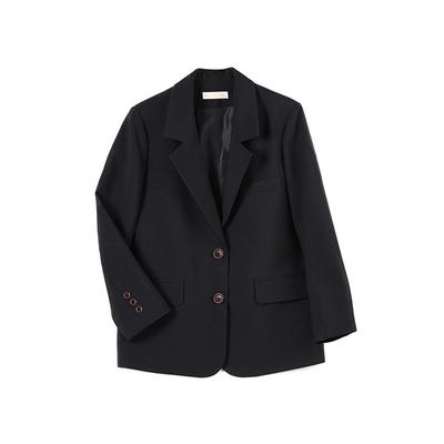 Jacke Herbst Koreanischer Stil Bf-Stil Damen Zweireihig Roter Knopf Lässig Kleiner Anzug für Damen Schwarz Locker Kleiner Anzug für Damen Herbst