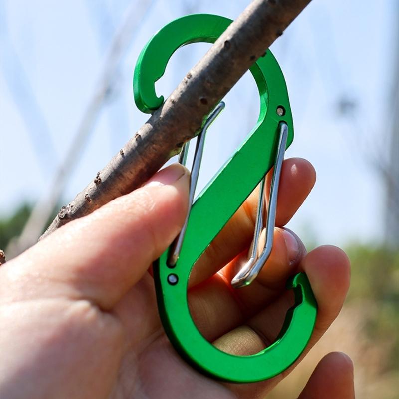 Aluminiumlegierungen S-förmiger Karabiner Doppel-Schnapphaken Karabiner Schlüsselanhänger Kleiner Federclip für Camping Angeln Reisen