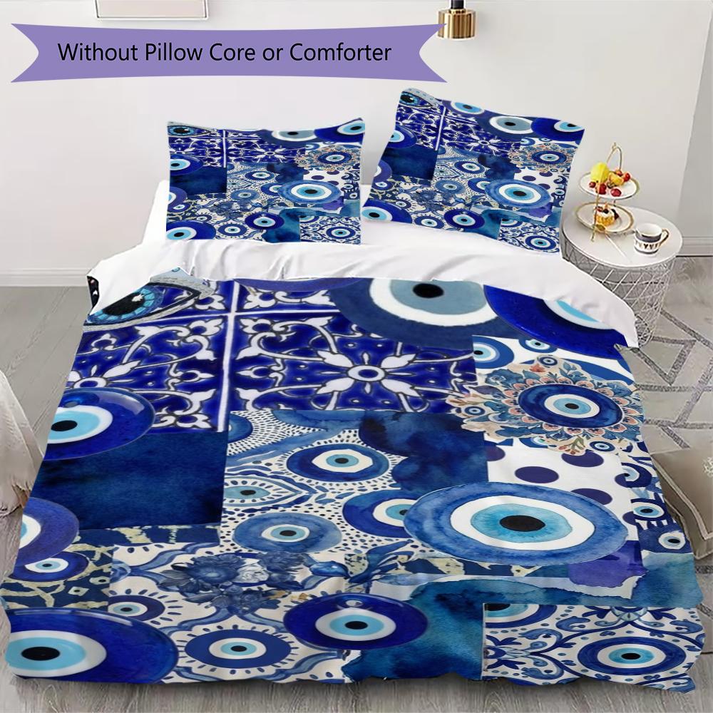 Evil Eye Pattern Bedding uilt Set uilt Cover Pillowcase Home Decoration Birthday Gift (1 * duvet cover + 2 * pillowcase  without core)165