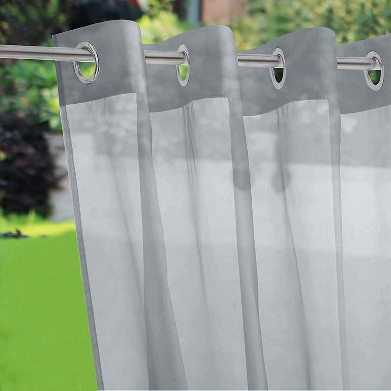 Outdoor Waterproof Sheer Curtains Grommet Indoor Sheer Curtain Garden Drapes Sun Shade Black White Gray Room Home Decor