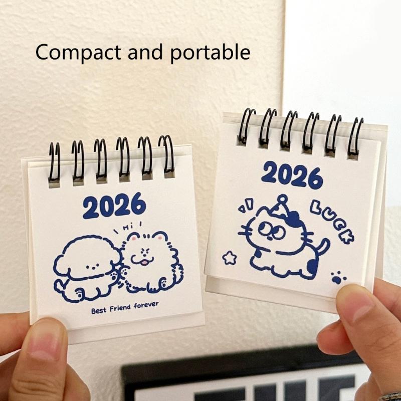 Freundlicher Mini-Tischkalender 2026 mit 3D-Pferdedesign zur Dekoration von Zuhause und Büro und zur monatlichen Planung