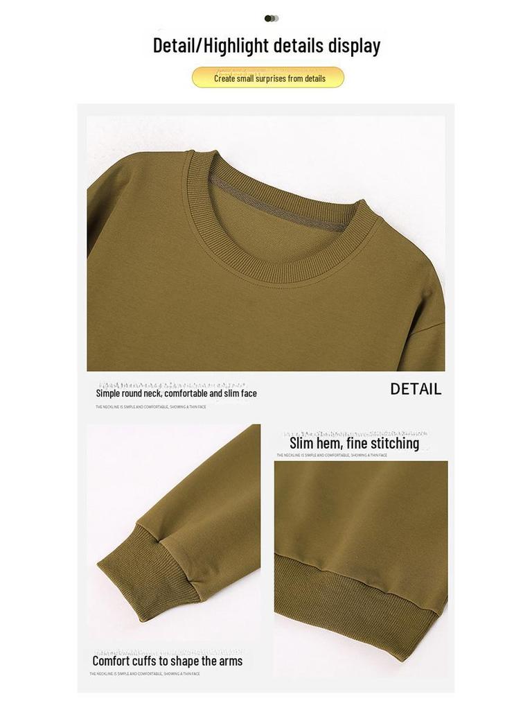 Women's Black Plus Velvet Sweatshirt: New Loose Fit for Autumn & Winter