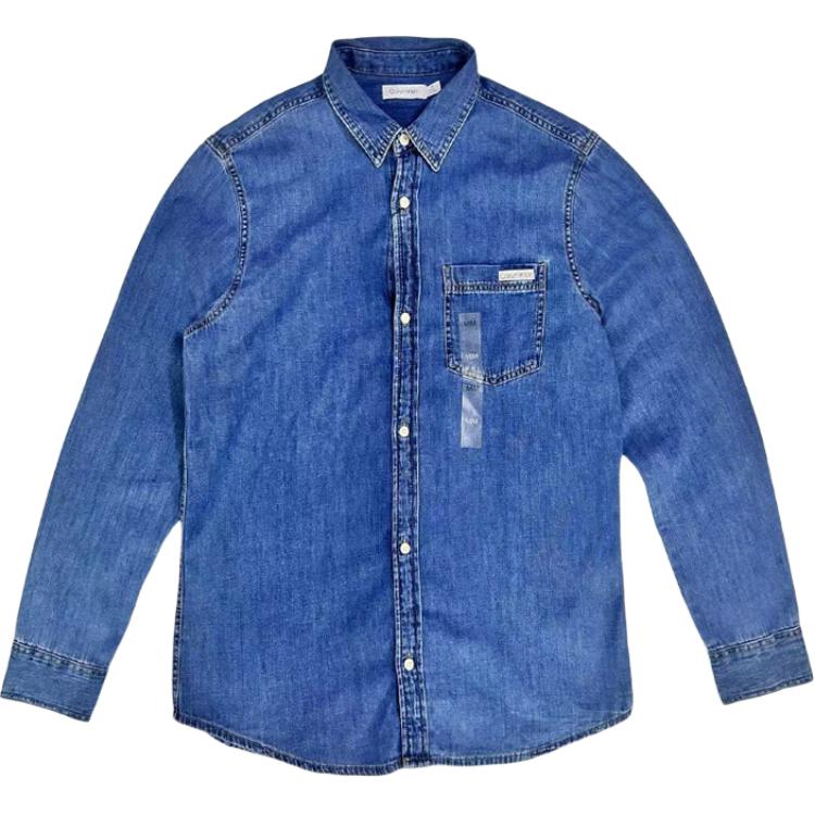 

Calvin Klein Minimalist Comfortable Versatile Casual Denim Long Sleeve Shirt Men shirts Blue 81BP740-420 M
