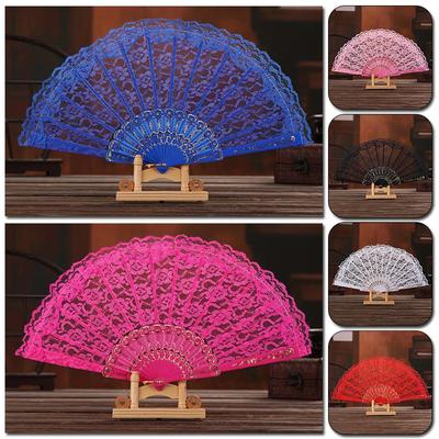 1PC Faltfächer Festival Geschenk Einfarbig Hand Gehalten Blume Fan Hohl Spitze Fans dekorative