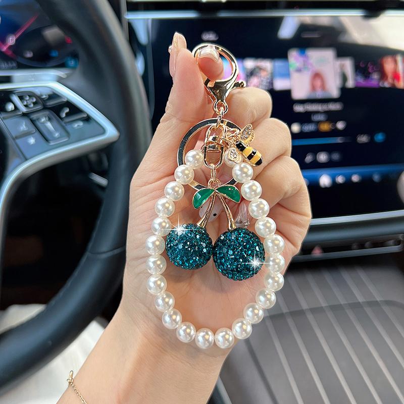 New Pearls, String Cherries, Car Keychain Pendant, Fashion, Diamond Fruit Cherries, Bags, Charms, Bee Accessories