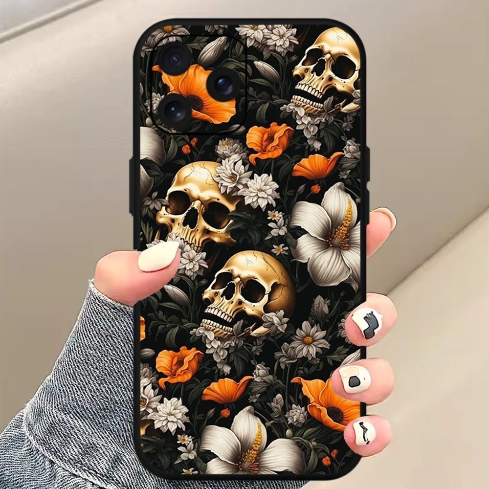 Deluxe Skull Dead Flowers Phone Case For Xiaomi 10 12 Poco M3 X3 Nfc Redmi 10 11S Lite Ultra 4G 5G Black Soft Shelll