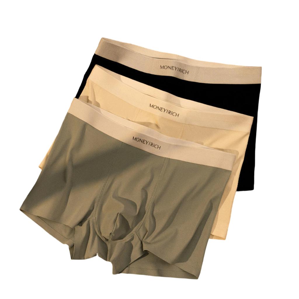 Men's Seamless Boxer Briefs Thin Breathable Underwear Lightweight Stretch Fabric Comfortable Fit 3-Pack Set