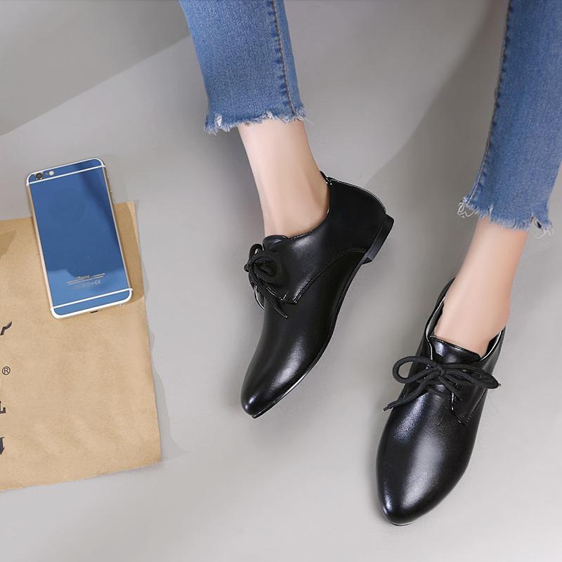 Scarpe basse da donna a stringa moda stile college britannico casual scarpe basse comode taglie grandi a taglio basso