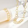 Dainty Stainless Steel Geometric Hollow Round Thin Chain Necklace, Gold Plated Fashion Luxury Jewelry for Women Gift