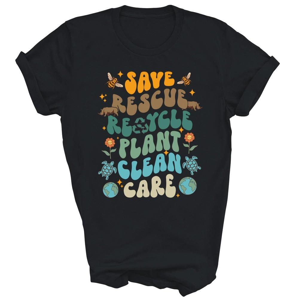 

Save Bees Rescue Animals Recycle Earth Day Unisex Shirt Gift S