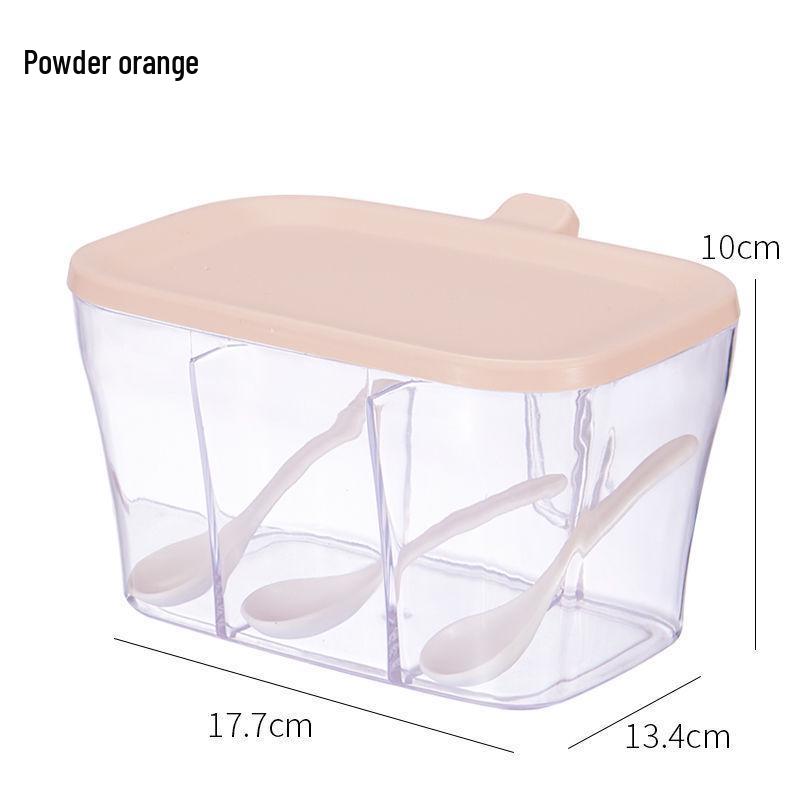 

Moisture-Proof Multi-Compartment Spice Box with Spoon