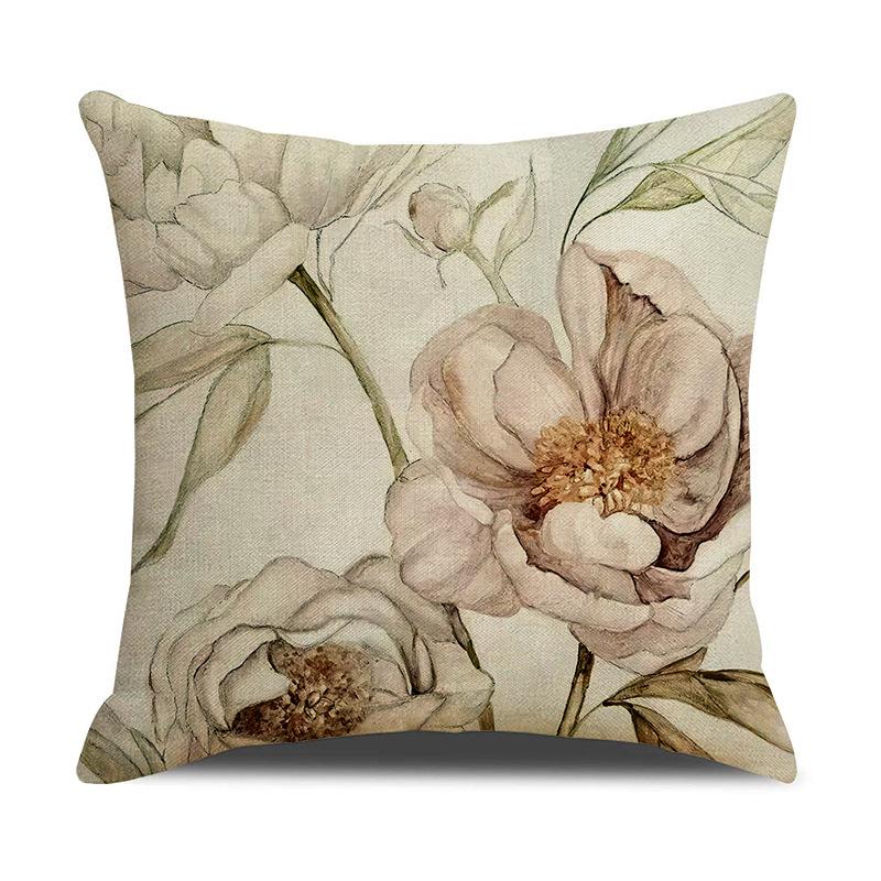 Retro Plant Flowers Throw Pillow Covers With Digital Printing Of Short Plush Fabric Car-Shaped Sofa Cushion Office Home Decor