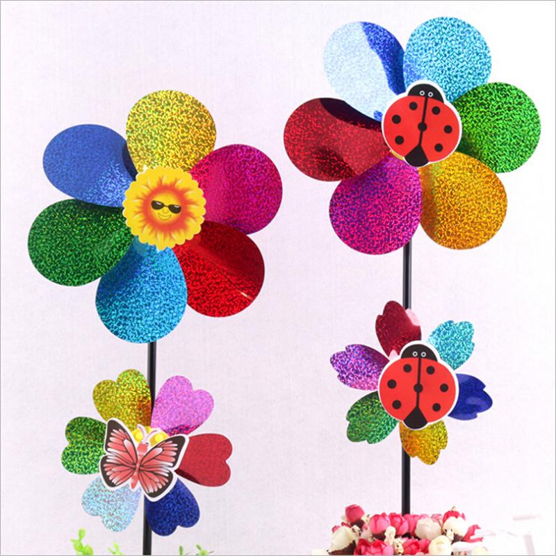 Kids Toy Colorful Sequins Windmill Wind Spinner Home Garden Yard Decoration