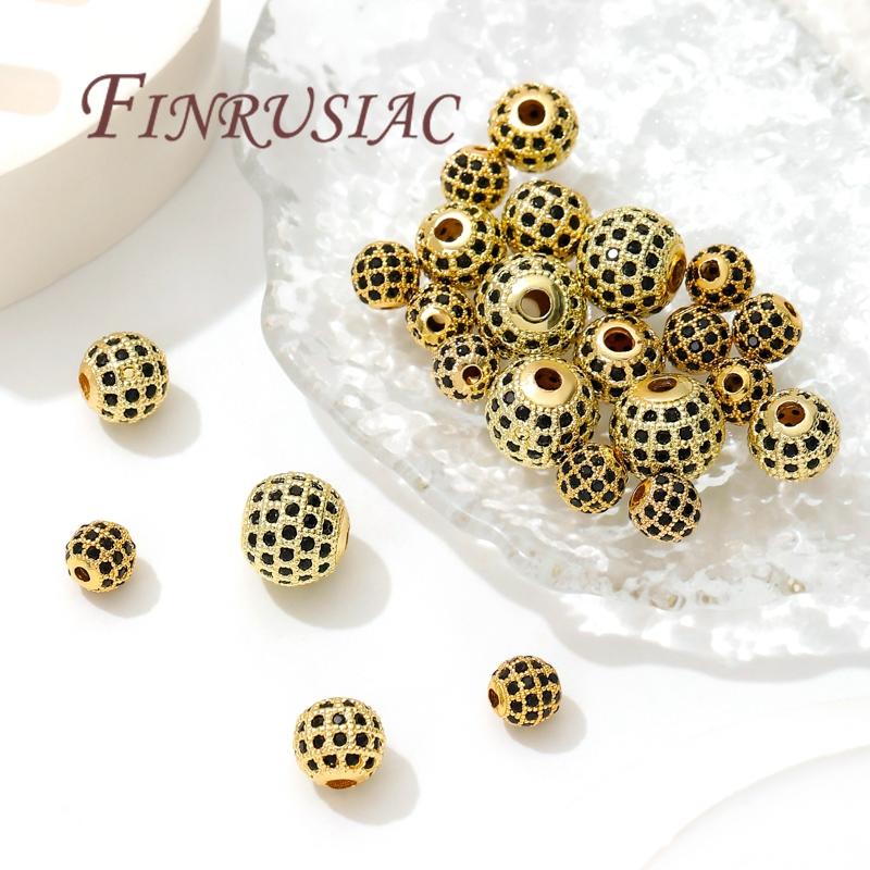 6mm 8mm 10mm Spacer Beads 18K Gold Plated Brass Zircon Bead,Separator For Bead,DIY Jewelry Making Supplies,Bracelets Accessories