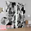 2pcs,2D Plane Printing Popular Curtain Panels Monochrome Butterflies Versatile Fabric (without Rod) Gifts for Bedroom, Living