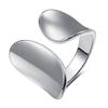 925 Silver Unique Oval Big Simple Ring For Women Jewelry Finger Adjustable Open Vintage Ring For Party Birthday Gift