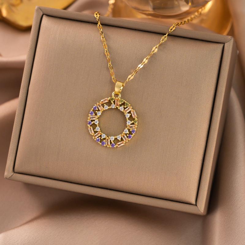 Exquisite Micro-Inlaid Full Diamond Real Gold Titanium Steel Necklace - Women's Luxury Clavicle Chain