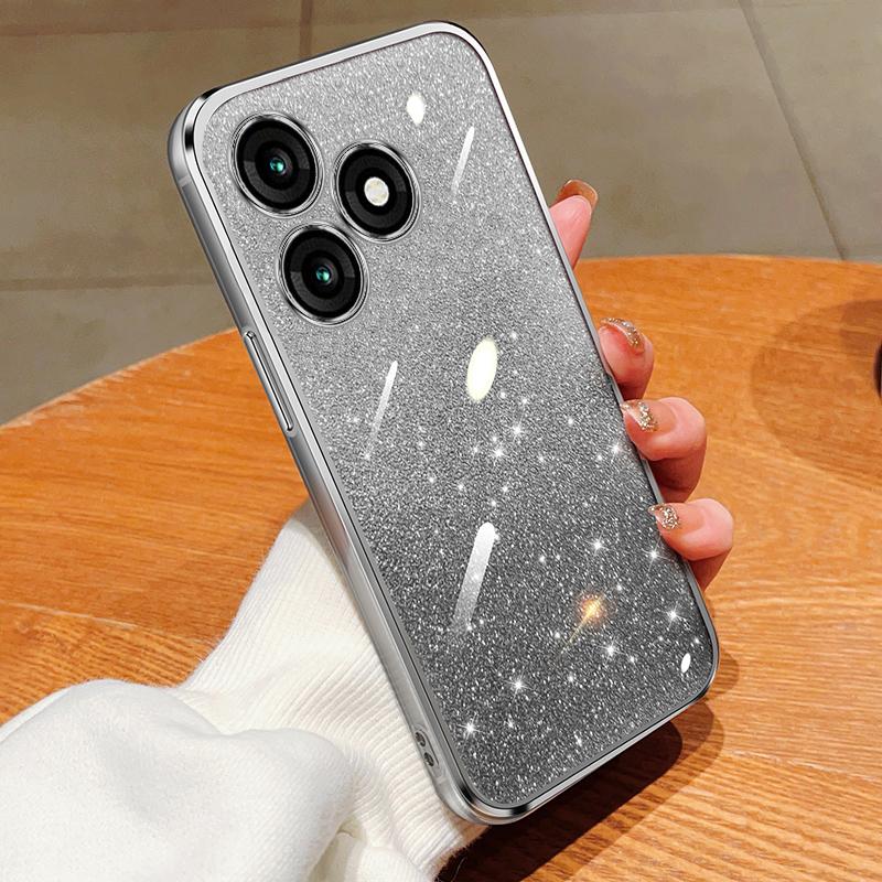 

Для itel A70 A 70 A665L чохол з м’якою силіконовою облямівкою Bling TPU Phone Case Back Cover For itel A70/A665L срібний