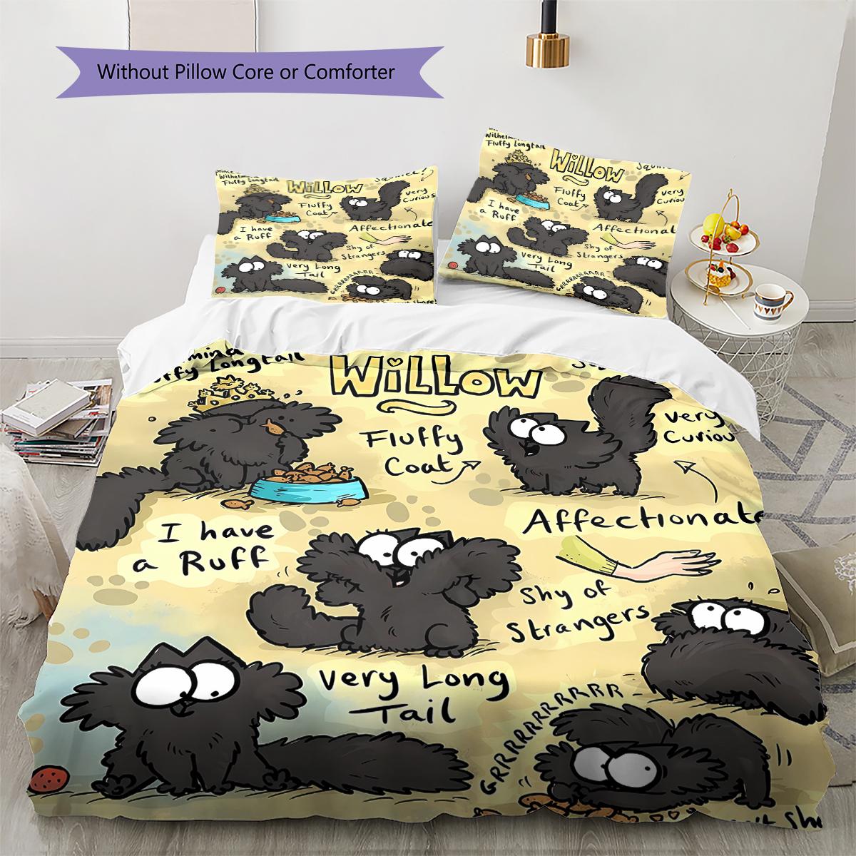 

Simon s Cat Pattern Bedding,Quilt Set Quilt Cover Pillowcase Home Birthday Gift (1 * duvet cover + 2 * pillowcase, without core) 135x200cm