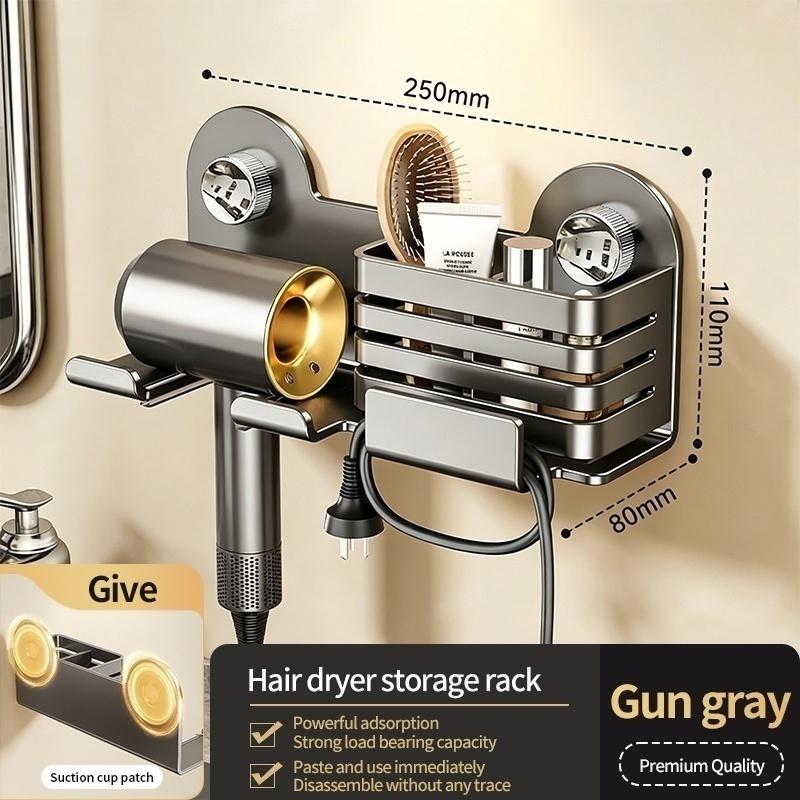 Detachable Suction Cup Hair Dryer Hanger No Drilling Bathroom Shelf