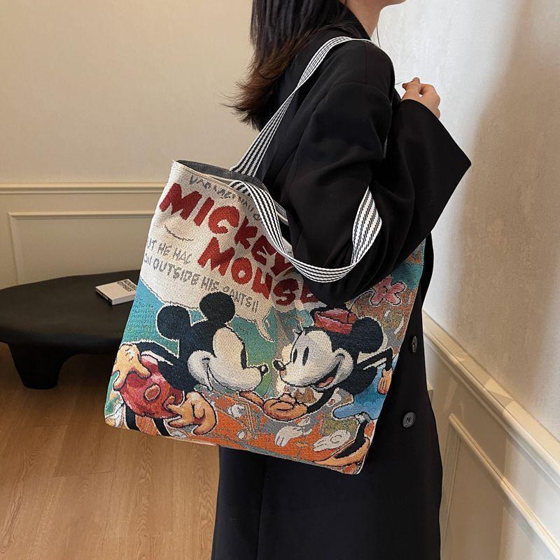 

Мультяшная холщовая сумка большой вместимости женская повседневная сумка через плечо сумка-тоут сумка-тоут сумка сумка вышивка