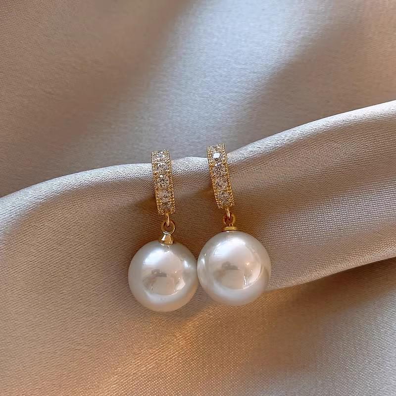 2025 Silver Needle Zircon Pearl Earrings: French Retro Light Luxury Studs for Women