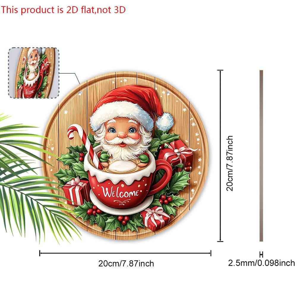 Świąteczny drewniany znak z gorącą czekoladą i wzorem Świętego Mikołaja - Powitalny znak Navidad na drzwi wejściowe, dekoracja do zawieszenia na ścianie - Idealna ozdoba świąteczna