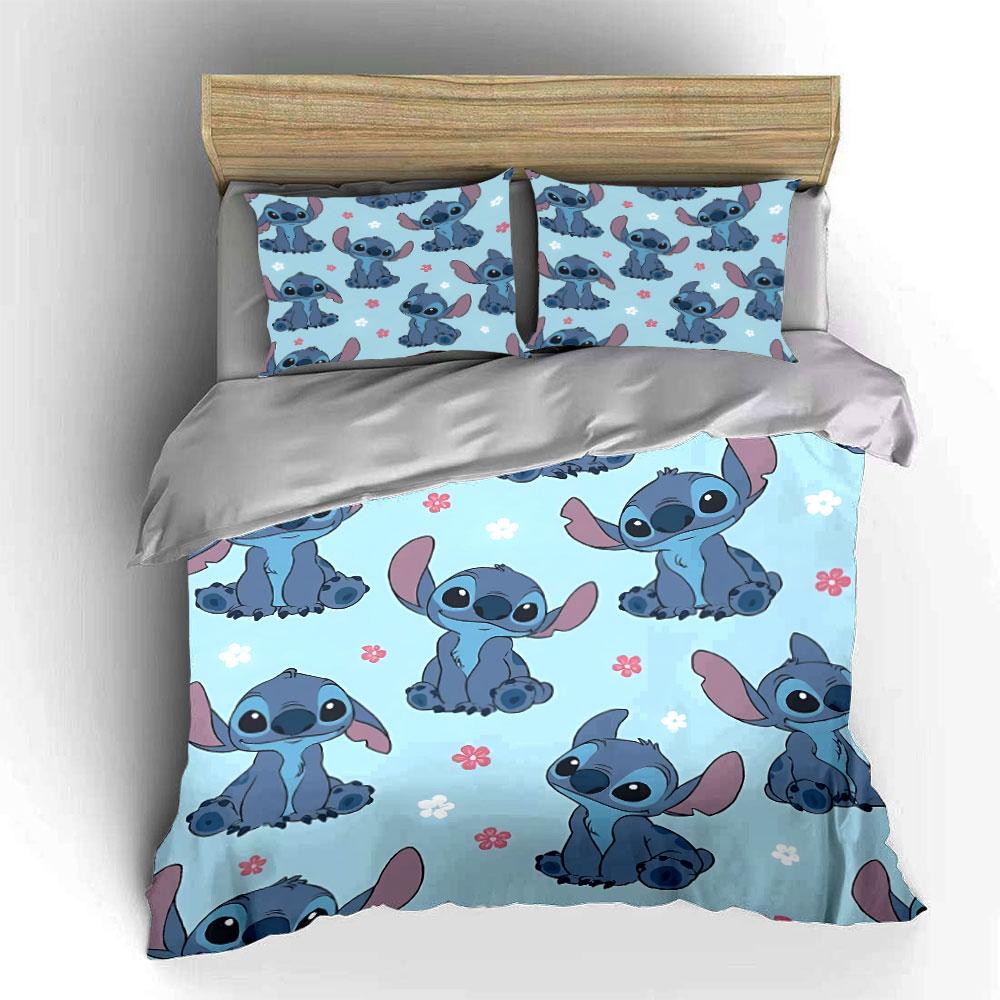 Cute Blue Cartoon Alien Print Bedding Duvet Cover Set Duvet Cover Pillowcases (1*Duvet Cover 2*Pillowcases, Without Duvet Insert)